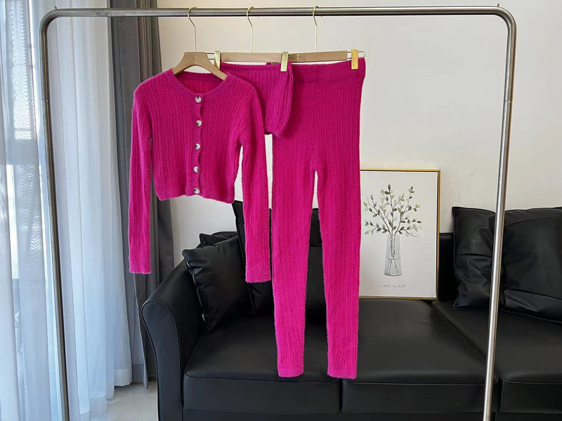 women's knit three-piece cardigan set, view 5 - MRSLM