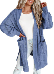 women's long cardigan sweater with pockets, view 9 - MRSLM