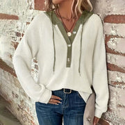 women's waffle hooded button sweatshirt, view 5 - MRSLM