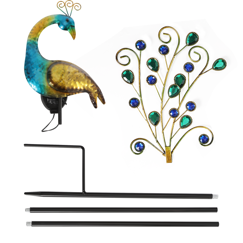 solar LED peacock garden lamp, view 2 - MRSLM
