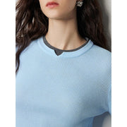 slim fit contrast knit sweater, view 10 - MRSLM