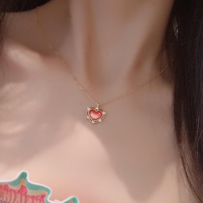 sterling silver peach amethyst heart necklace, view 3 - MRSLM