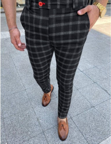 men's business checked casual pants, view 2 - MRSLM