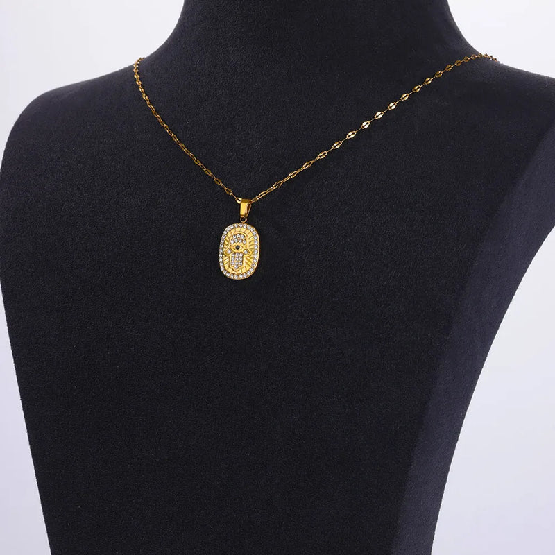 hand of fatima evil eye necklace, view 7 - MRSLM