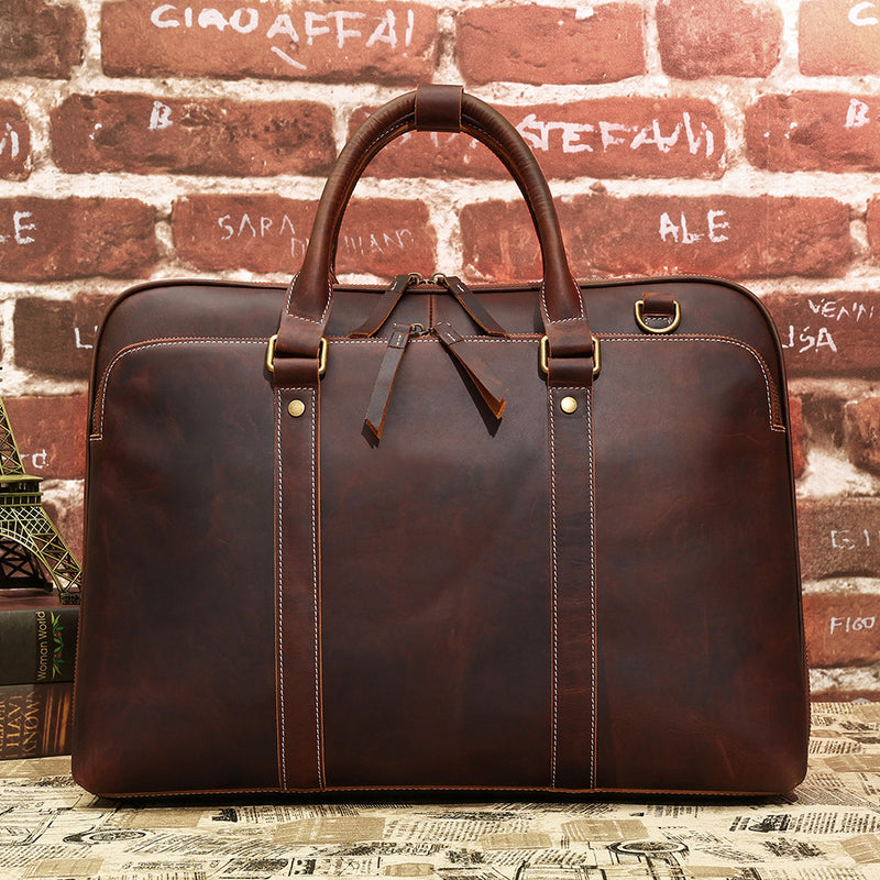 men's cowhide messenger briefcase, view 3 - MRSLM