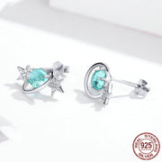 sterling silver butterfly star earrings, view 4 - MRSLM