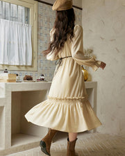 stand neck A-line dress, view 6 - MRSLM