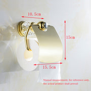 gold brass toilet paper holder with crystal, view 7 - MRSLM