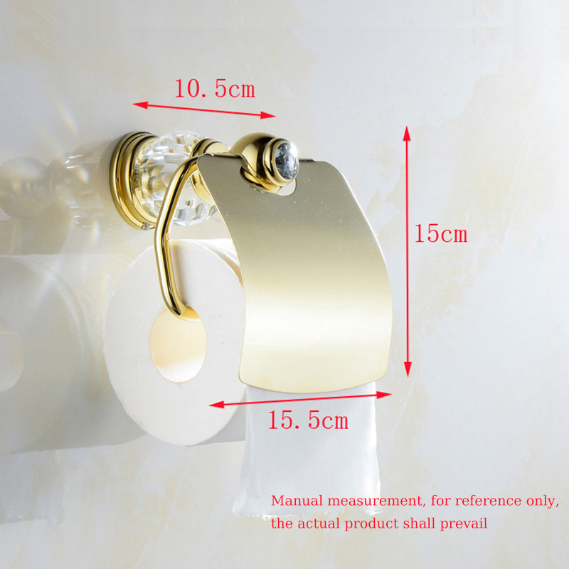 gold brass toilet paper holder with crystal, view 7 - MRSLM