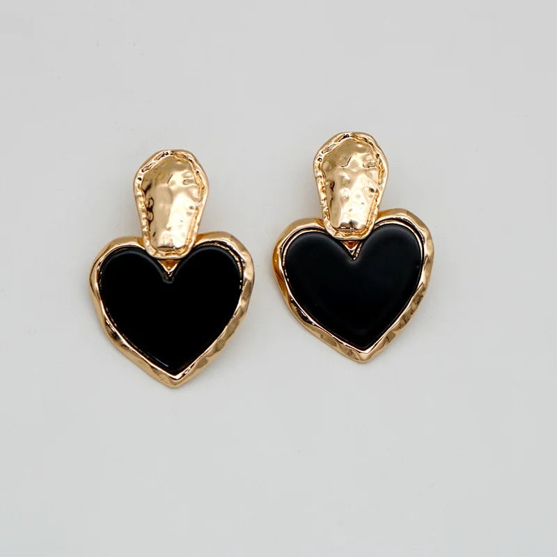 black heart drop earrings, view 2 - MRSLM