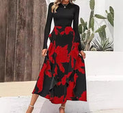 slim patchwork ruffle dress, view 5 - MRSLM