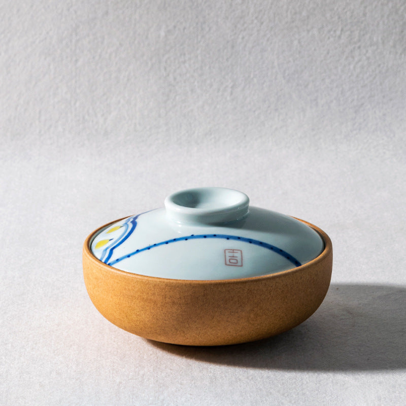 household ceramic bowl with lid, view 5 - MRSLM