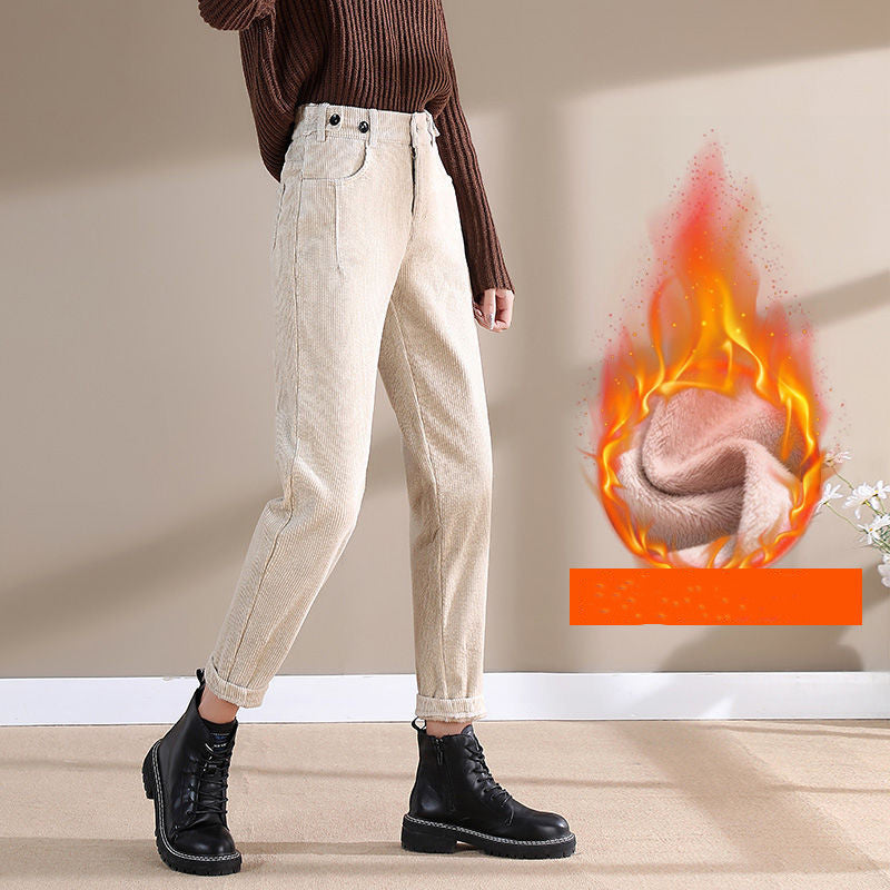 Women's high-waist corduroy harem pants, view 15 - MRSLM