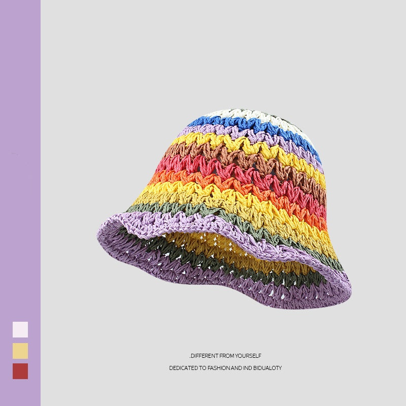 rainbow straw bucket hat, view 10 - MRSLM