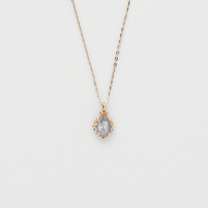 Female Natural Cordierite Elongated Stone Necklace