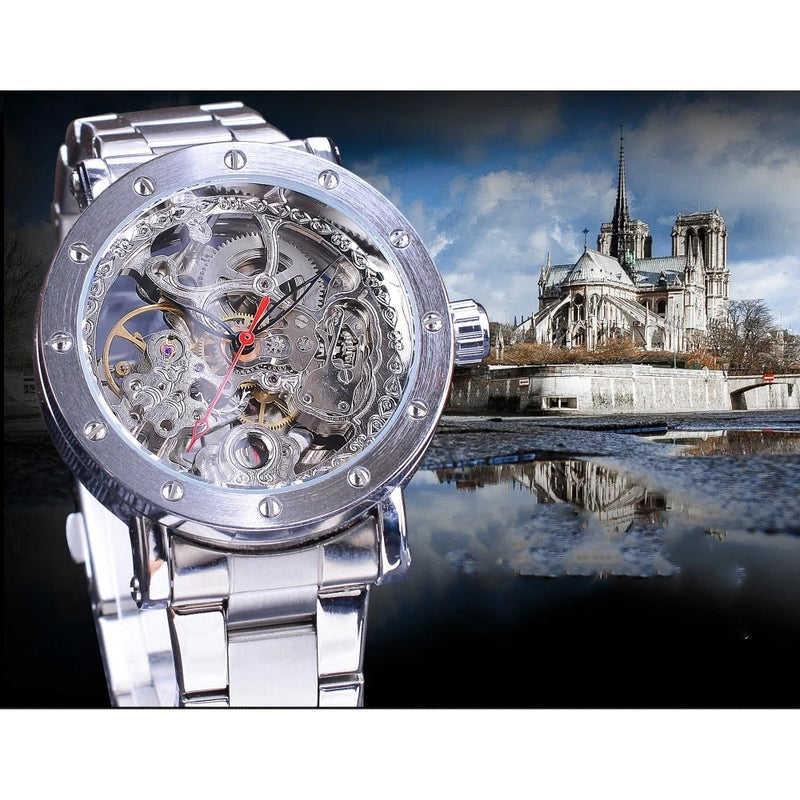 men's hollow see-through automatic watch, view 10 - MRSLM