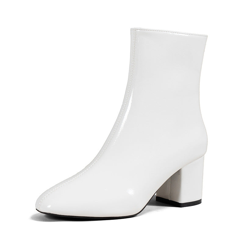 Chunky heel square toe boots, view 6 - MRSLM