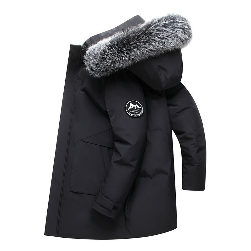 men's hooded mid-length down jacket, view 7 - MRSLM