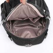 Large capacity PU leather shoulder bag with diamonds, view 3 - MRSLM