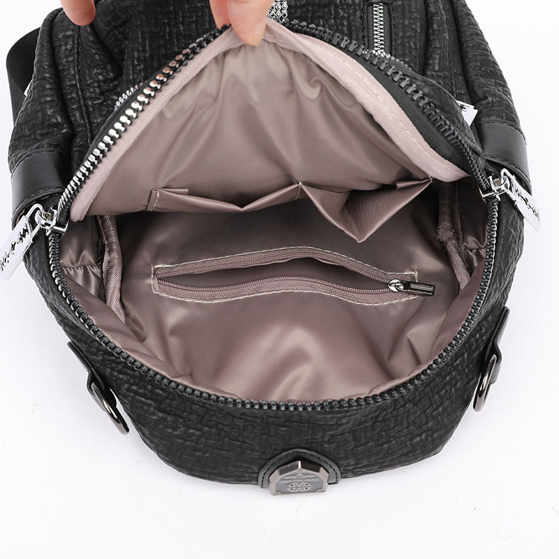 Large capacity PU leather shoulder bag with diamonds, view 3 - MRSLM