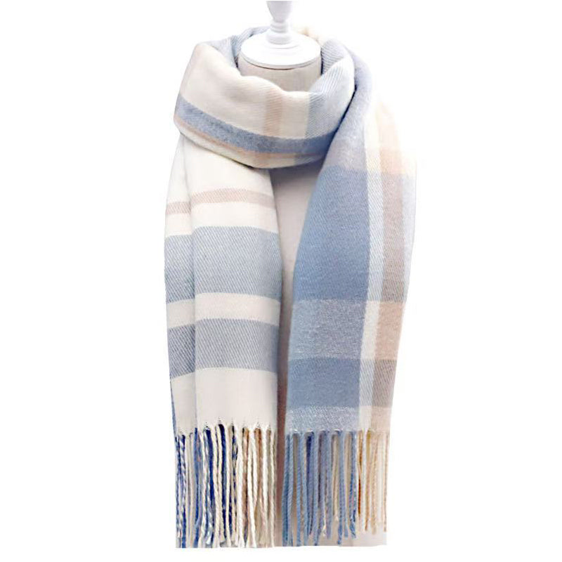 Thick plaid tassel winter scarf, view 7 - MRSLM