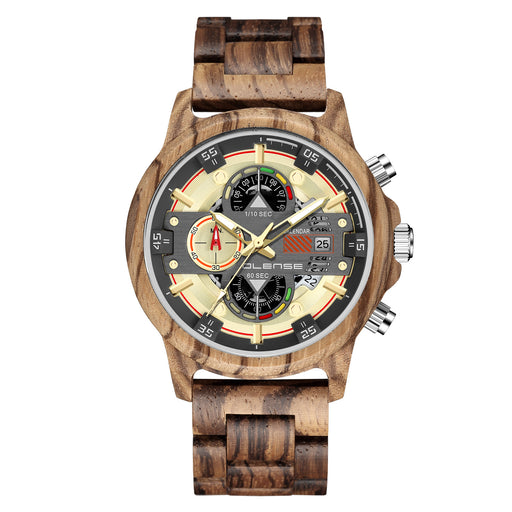 men's natural wood quartz watch, view 2 - MRSLM