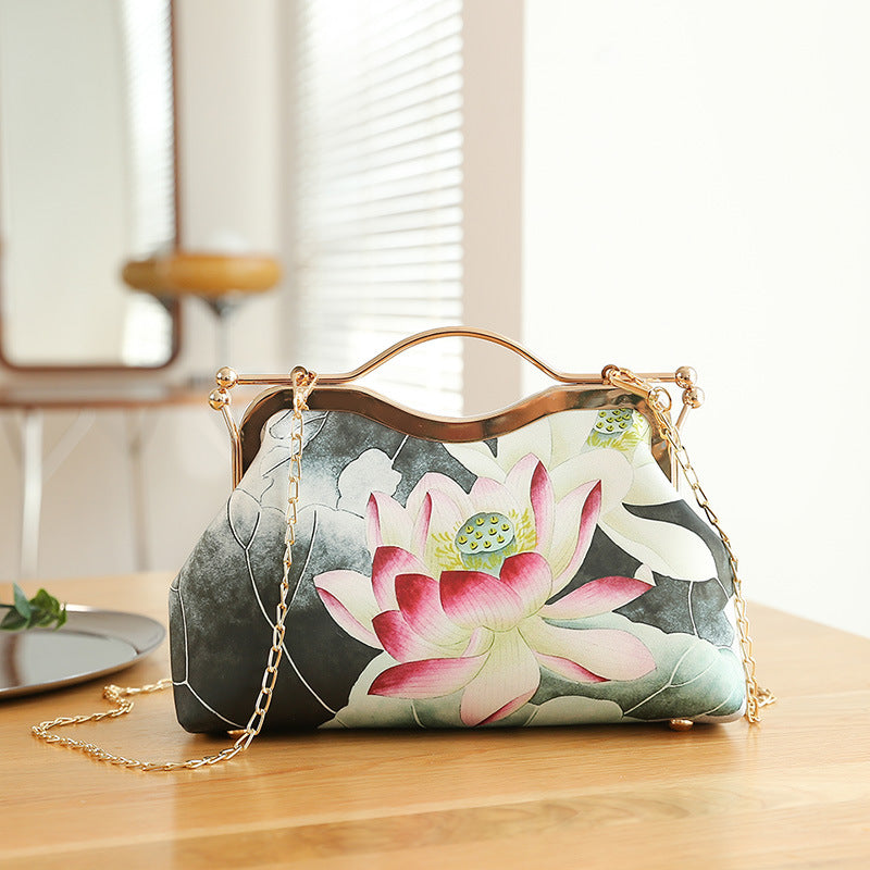printed shell crossbody clutch bag, view 6 - MRSLM