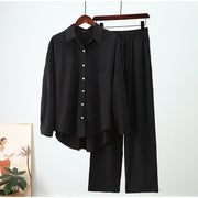 loose wrinkle shirt and wide-leg pants suit, view 3 - MRSLM