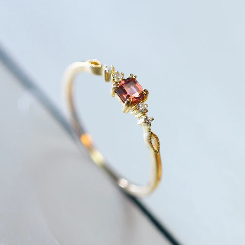 sterling silver garnet wave ring, view 2 - MRSLM