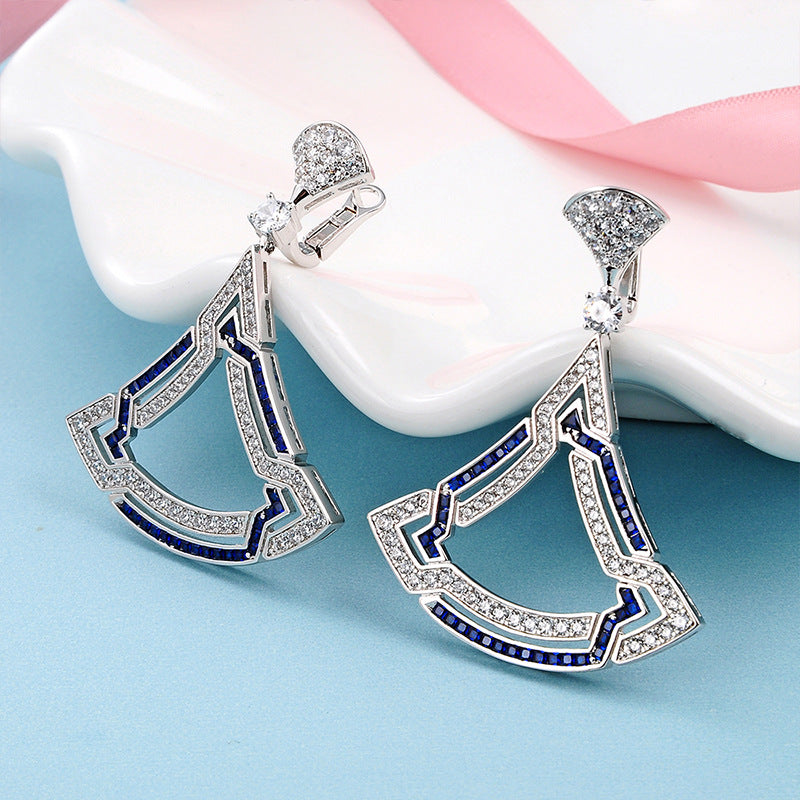 triangle zircon necklace and earring set, view 3 - MRSLM