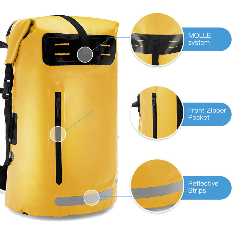 waterproof roll-top dry bag backpack, view 2 - MRSLM