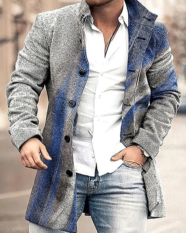 Men's stand collar plaid casual coat, view 16 - MRSLM