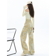 yellow wide leg cargo jeans, view 6 - MRSLM