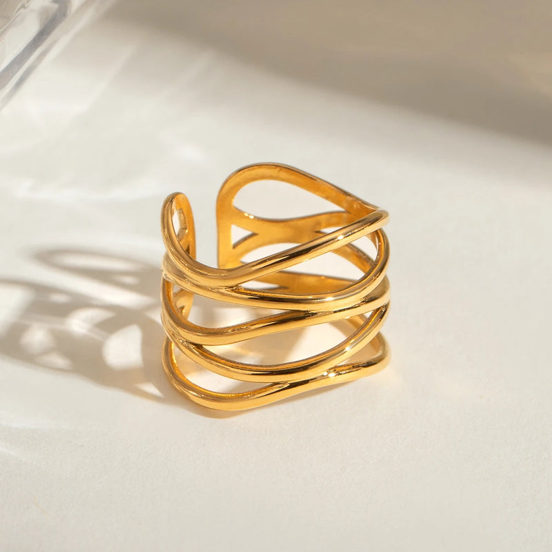 stainless steel multi-layer hollow open ring - MRSLM