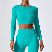 Women's ribbed long sleeve yoga crop top, view 25 - MRSLM