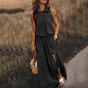 women's sleeveless split long dress, view 7 - MRSLM
