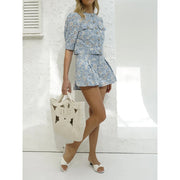 summer 2-piece printed shirt and shorts set, view 4 - MRSLM