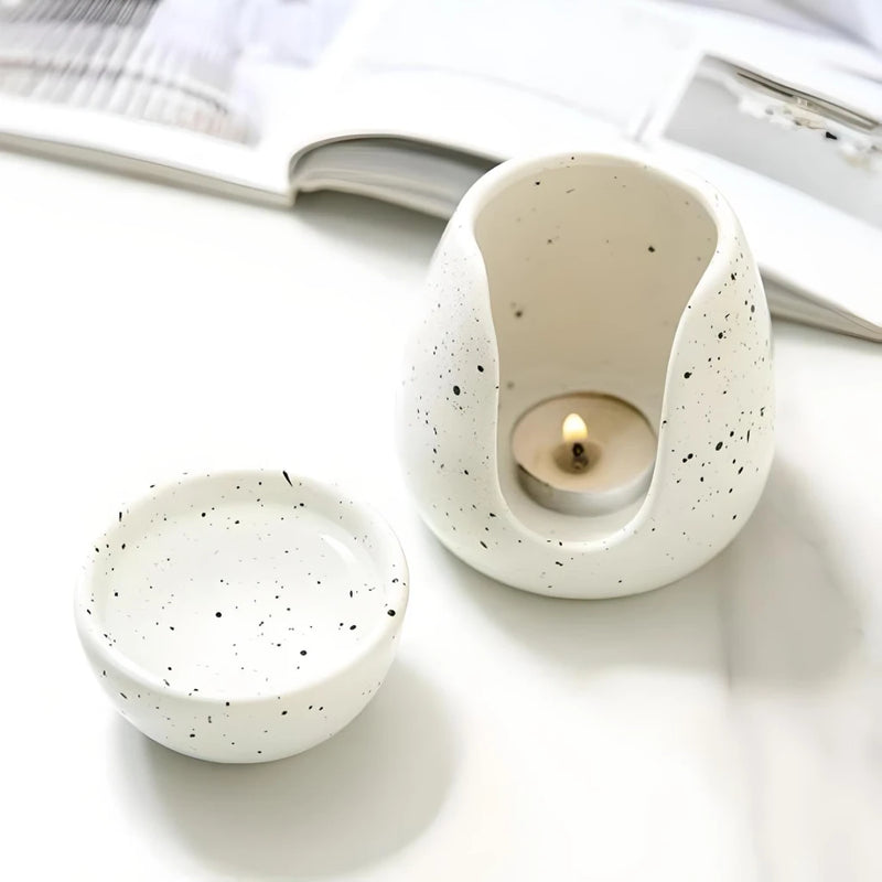 nordic style white porcelain essential oil burner, view 3 - MRSLM