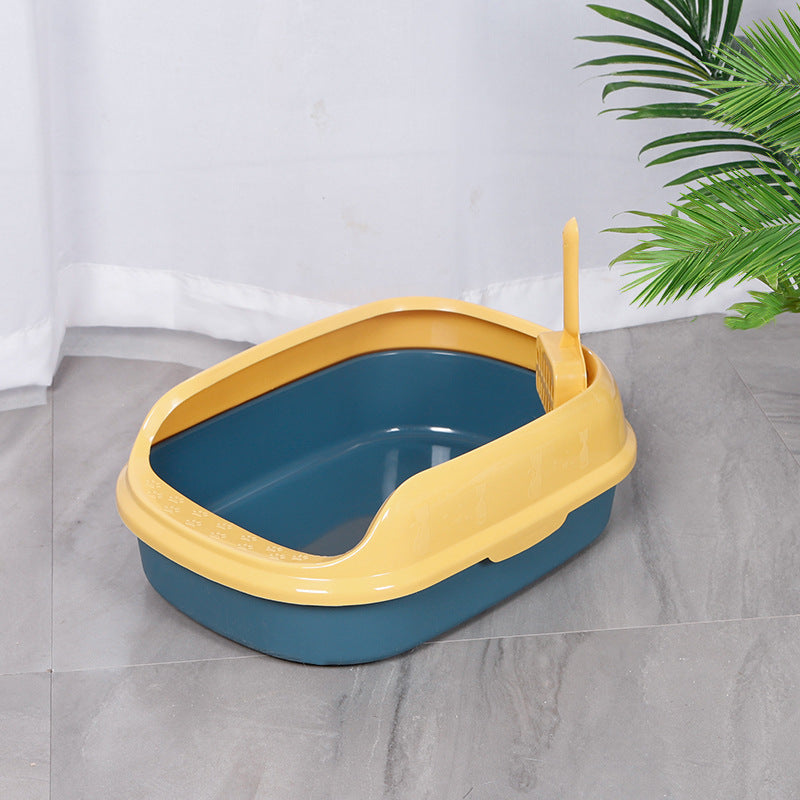 semi-closed plastic cat litter box, view 2 - MRSLM