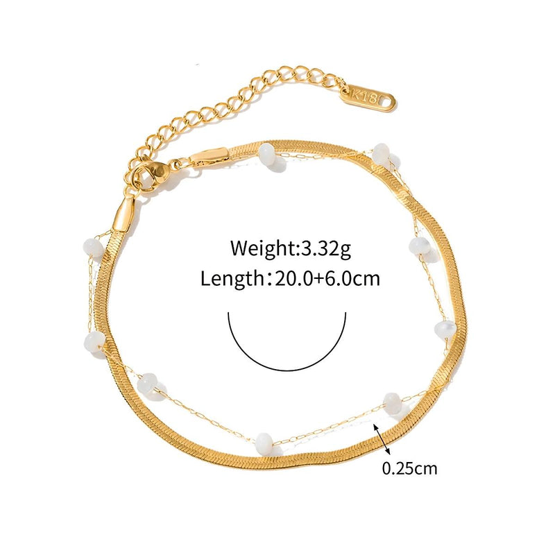 shell bead snake chain anklet, view 7 - MRSLM