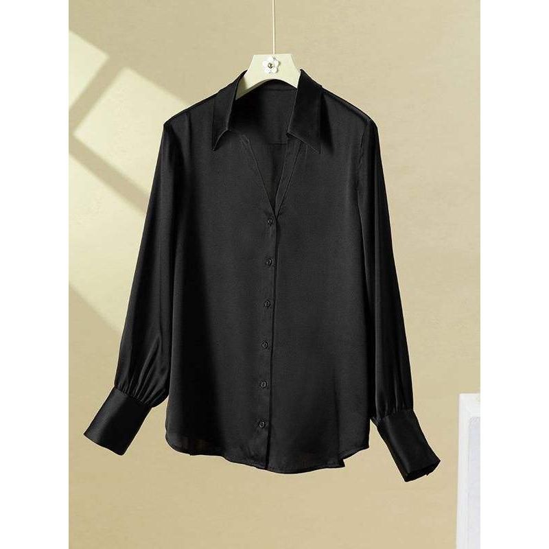 silk v-neck blouse, view 22 - MRSLM