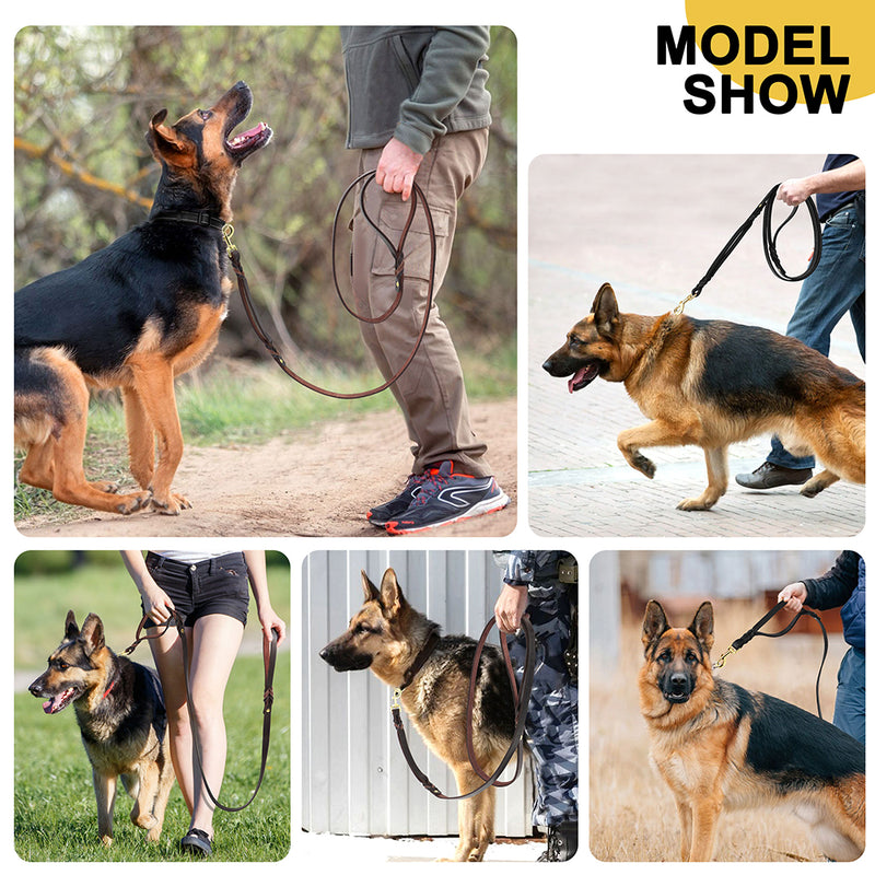 6ft genuine leather dog leash, view 5 - MRSLM