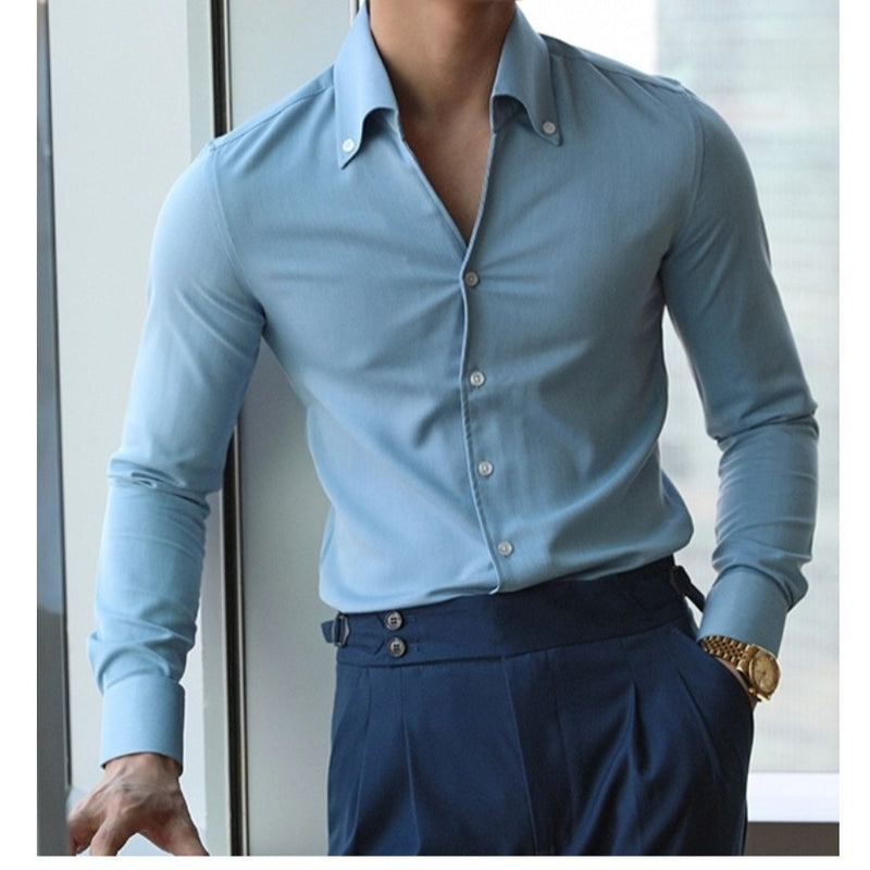 Autumn Italian Collar Young Men's Shirt