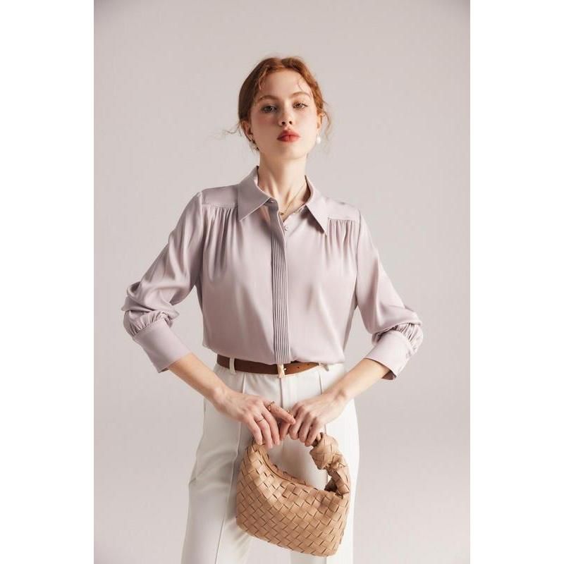 Long sleeve silk blouse for women, view 29 - MRSLM