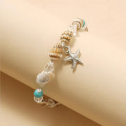 starfish and green stone beaded anklet, view 3 - MRSLM