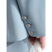 women's v-neck blazer with heart buckle, view 8 - MRSLM