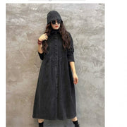 retro corduroy women's long coat, view 8 - MRSLM
