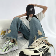 vintage ripped wide leg jeans for women - MRSLM