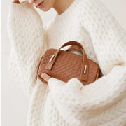 woven leather crossbody pillow bag, view 8 - MRSLM