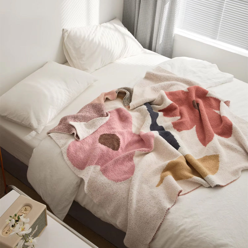 bohemian flower knitted throw blanket, view 5 - MRSLM